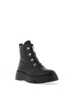 Wonders Leather Studded Front Zip Platform Boots, Black