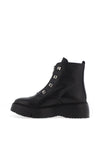 Wonders Leather Studded Front Zip Platform Boots, Black