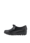 Wonders Leather Slip On Patent Bow Detail Shoes, Black