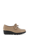 Wonders Leather Slip On Bow Detail Shoes, Taupe
