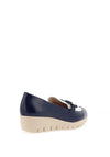 Wonders Patent Buckle Wedge Loafers, Navy and White