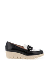 Wonders Patent Buckle Wedge Loafers, Black and White