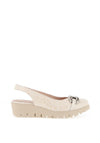 Wonders Gale Reptile Embossed Slingback Wedges, Off White