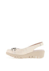 Wonders Gale Reptile Embossed Slingback Wedges, Off White