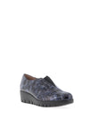 Wonder Croc Effect Patent Leather Slip On Comfort Shoes, Navy