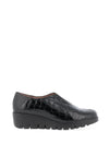 Wonder Croc Effect Patent Leather Slip On Comfort Shoes, Black