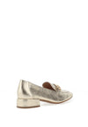 Wonders Metallic Pebbled Leather Heeled Loafers, Gold