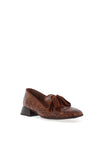 Wonders Manolo Leather Reptile Print Heeled Loafer, Camel Maroon