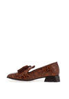 Wonders Manolo Leather Reptile Print Heeled Loafer, Camel Maroon