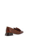 Wonders Manolo Leather Reptile Print Heeled Loafer, Camel Maroon