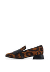 Wonders Nunu Leather Animal Print Heeled Loafer, Tabacco & Black