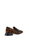 Wonders Nunu Leather Animal Print Heeled Loafer, Tabacco & Black