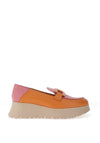 Wonders Pebbled Leather Wedge Loafers, Apricot & Blush