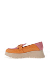 Wonders Pebbled Leather Wedge Loafers, Apricot & Blush