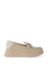 Wonders Pebbled Leather Wedge Loafers, Cream