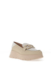 Wonders Pebbled Leather Wedge Loafers, Cream