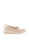 Wonders Sima Patent Buckle Wedge Loafers, Beige and White