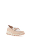 Wonders Sima Patent Buckle Wedge Loafers, Beige and White