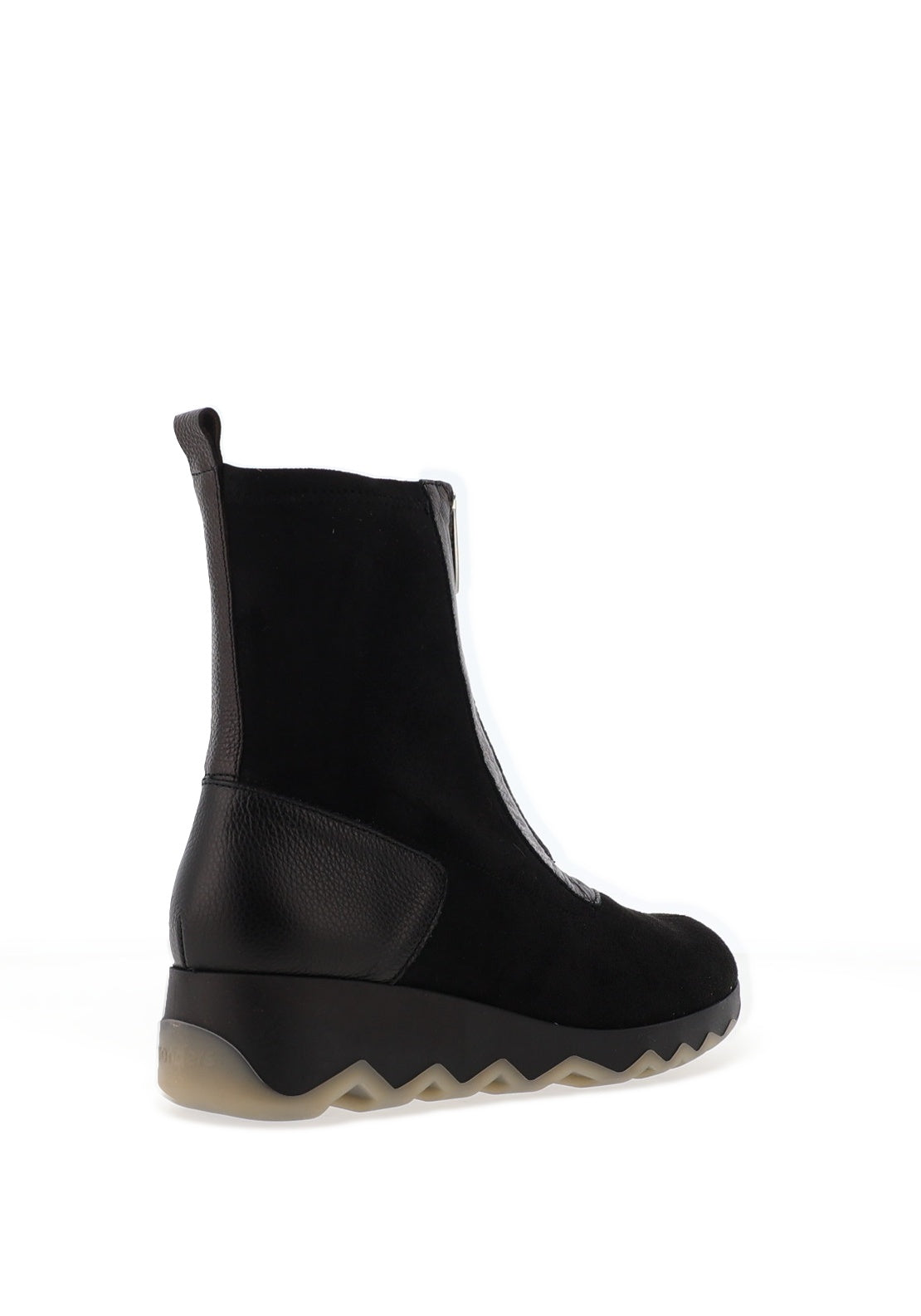 Wonders High Ankle Leopard Printed Zipper Boot, Black