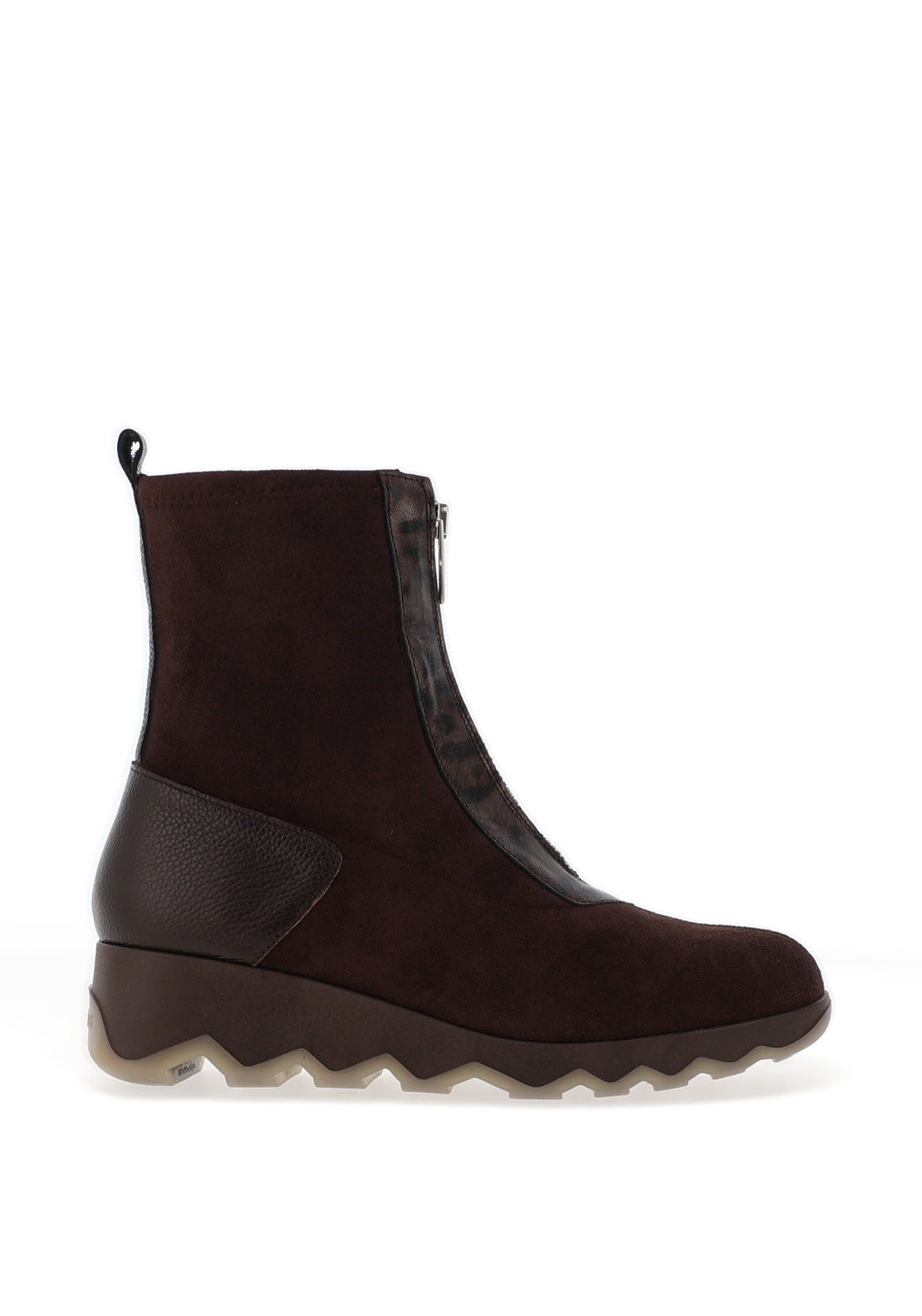 Wonders High Ankle Leopard Printed Zipper Boot, Brown