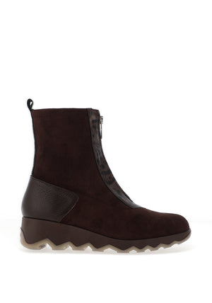 Wonders High Ankle Leopard Printed Zipper Boot, Brown