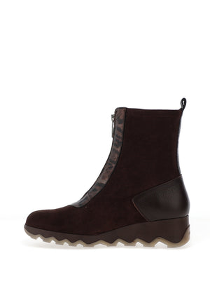 Wonders High Ankle Leopard Printed Zipper Boot, Brown