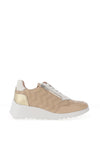 Wonders Wild V Perforated Leather Wedged Trainers, Beige