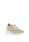 Wonders Wild V Perforated Leather Wedged Trainers, Beige