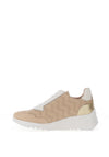Wonders Wild V Perforated Leather Wedged Trainers, Beige
