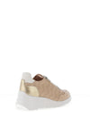 Wonders Wild V Perforated Leather Wedged Trainers, Beige