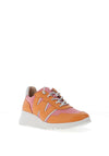 Wonders Leather Wedge Colour Block Trainers, Apricot & Blush