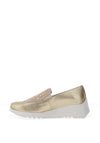 Wonders Pebbled Leather Slip On Shoes, Beige