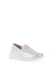 Wonders Pebbled Leather Slip On Shoes, Silver