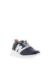 Wonders Kyoto Metallic Colour Block Wedge Trainers, Navy and Silver