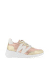 Wonders Kyoto Metallic Colour Block Wedge Trainers, Gold and Rose Gold
