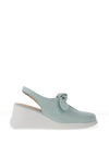 Wonders Leather Bow Sling Back Wedge Shoes, Aqua