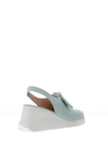Wonders Leather Bow Sling Back Wedge Shoes, Aqua