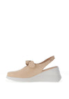 Wonders Leather Bow Sling Back Wedge Shoes, Natural