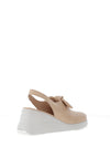 Wonders Leather Bow Sling Back Wedge Shoes, Natural