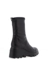 Wonders Pebbled Leather Side Zip Wedge Boots, Black