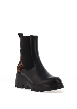 Wonders Chelsea Styled Wedge Ankle Boot, Black