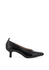 Wonders Hilda Leather Croc Kitten Heel Shoes, Black