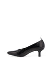 Wonders Hilda Leather Croc Kitten Heel Shoes, Black