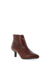 Wonders Leather Croc Kitten Heeled Ankle Boots, Brown