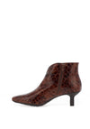 Wonders Leather Croc Kitten Heeled Ankle Boots, Brown