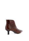 Wonders Leather Croc Kitten Heeled Ankle Boots, Brown