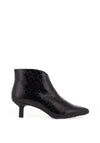 Wonders Leather Croc Kitten Heeled Ankle Boots, Black