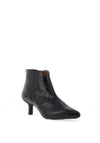 Wonders Leather Croc Kitten Heeled Ankle Boots, Black