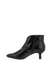 Wonders Leather Croc Kitten Heeled Ankle Boots, Black