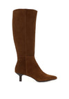 Wonders Flexfit Suede Leather Knee High Heeled Boots, Brown